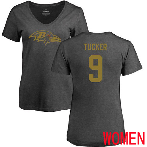 Baltimore Ravens Ash Women Justin Tucker One Color NFL Football #9 T Shirt